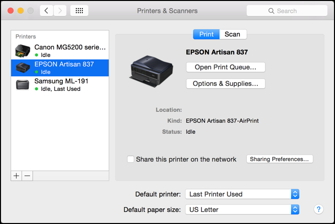 epson printer install for mac